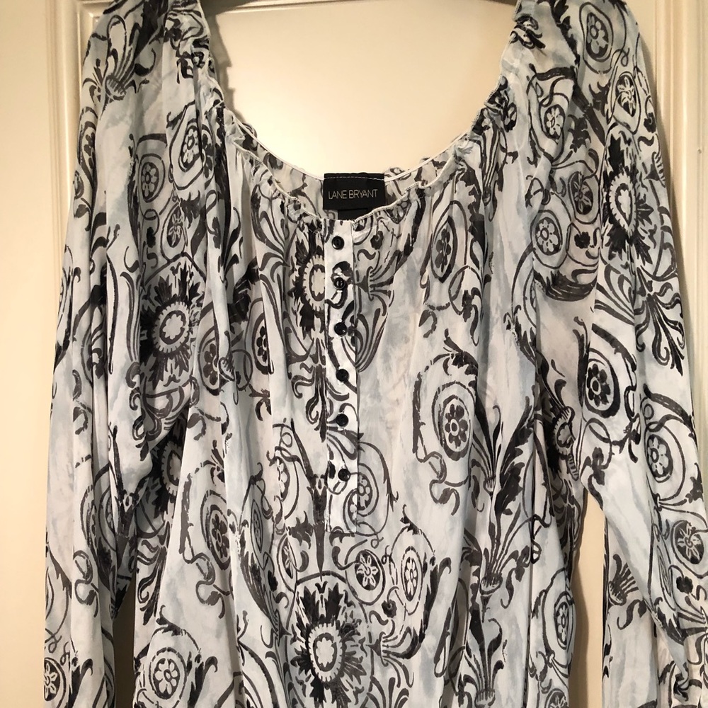 Sheer black and white blouse